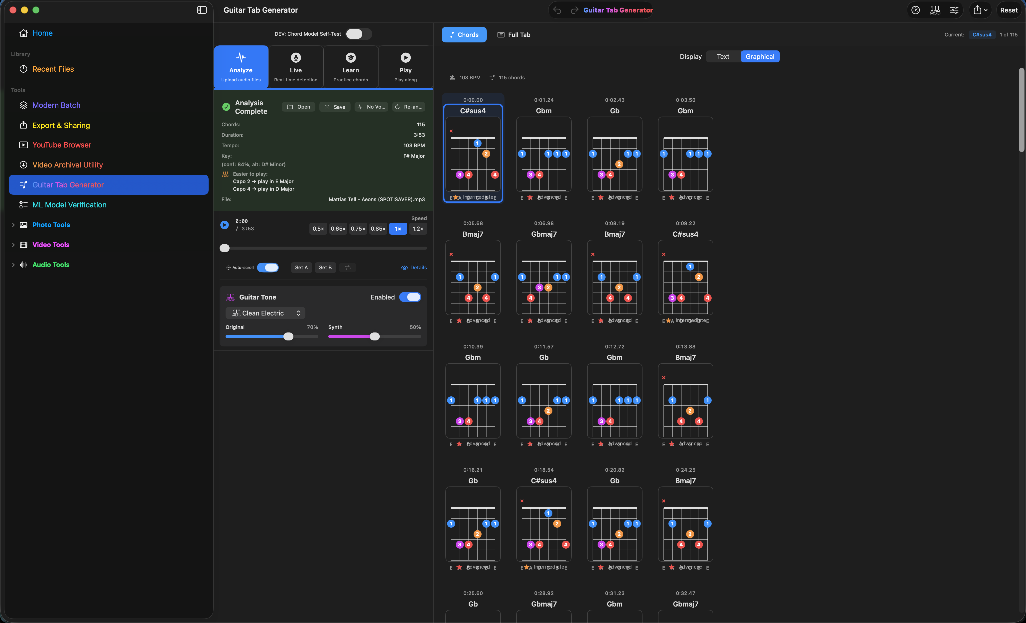 Guitar tab generator