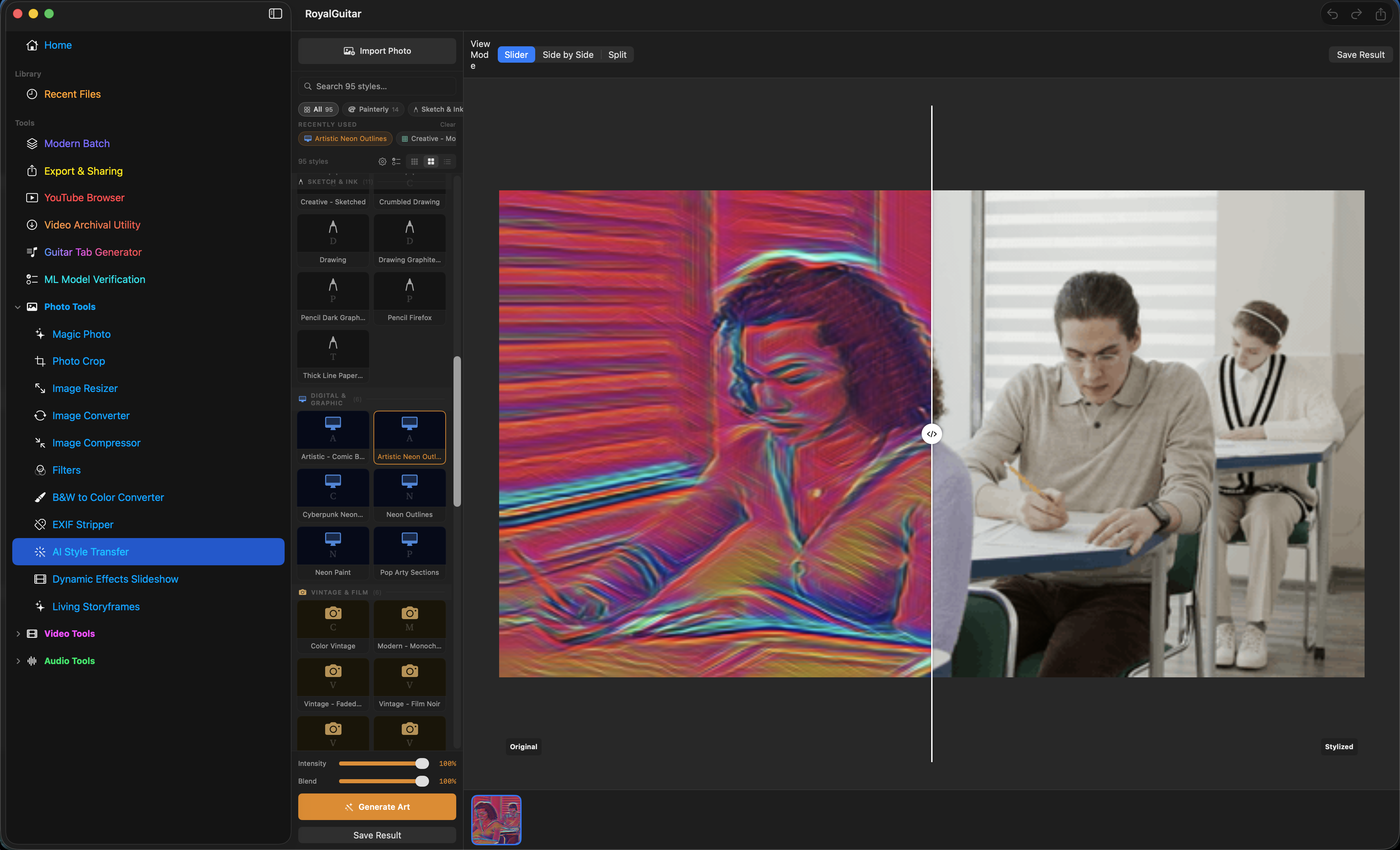 AI style transfer